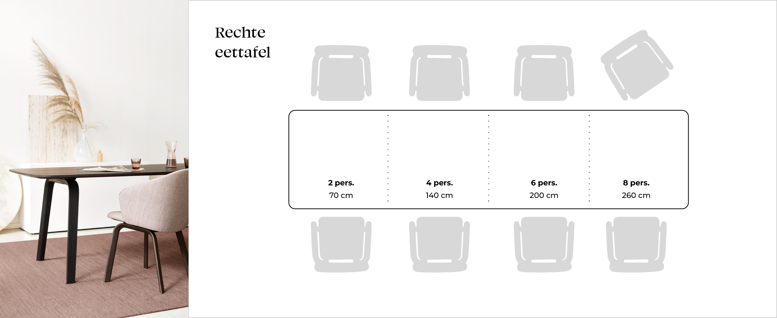 Hoe groot of lang moet de eettafel zijn? De ideale afmetingen van een eettafel op basis van het aantal personen